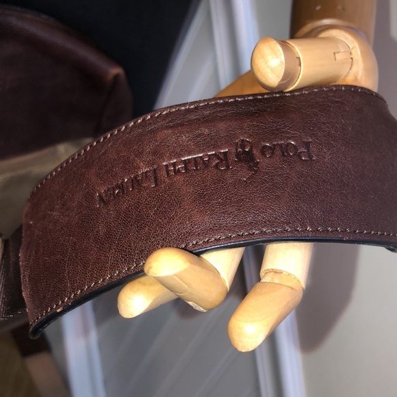 RALPH LAUREN Olive Canvas Brown Leather Crossbody Messenger Laptop Shoulder Bag - Picture 7 of 17